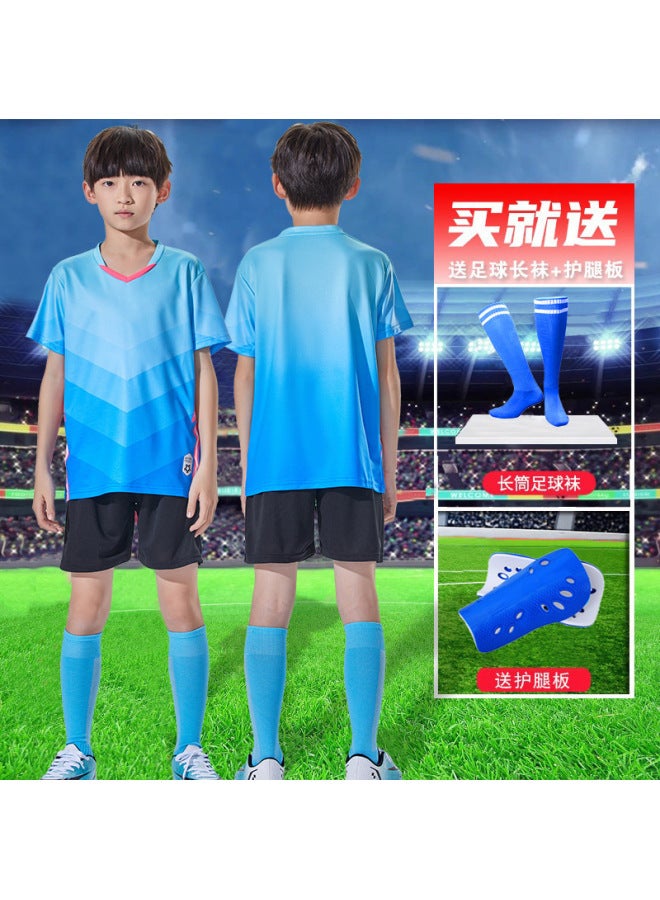 D8850 Lake Blue (default Board, Printing Please Contact Customer Service) Short Sleeve Football Jersey - Image 1