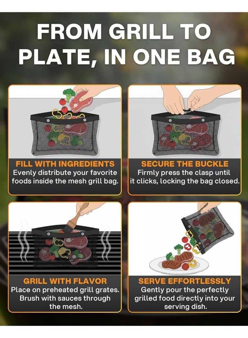 Reusable, non-stick mesh grill bag for easy cleaning, suitable for vegetables and fish. Dishwasher safe. - Image 4