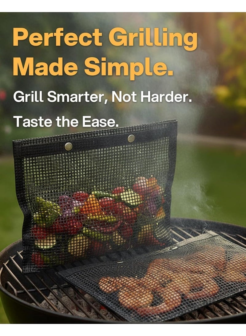 Reusable, non-stick mesh grill bag for easy cleaning, suitable for vegetables and fish. Dishwasher safe. - Image 3