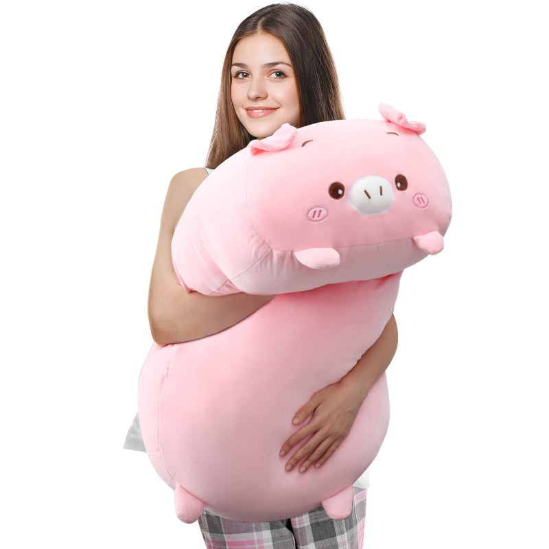 Woanger 354 Inches Pig Plush Pillow Cute Pink Soft Pig Plush Body Pillow Cylindrical Body Giant Stuffed Animal Large Kawaii Cartoon Hugging Toy Gifts Birthday Bedding Sleeping - Image 3