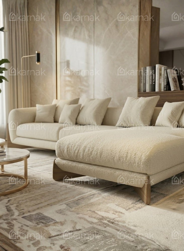 KARNAK Bouvera L Shape Boucle Sofa Beige - Image 3