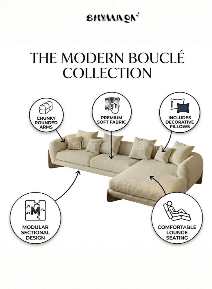 KARNAK Bouvera L Shape Boucle Sofa Beige - Image 4