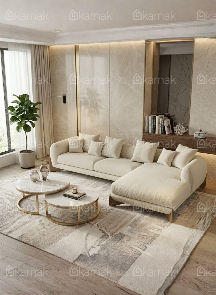 KARNAK Bouvera L Shape Boucle Sofa Beige - Image 2