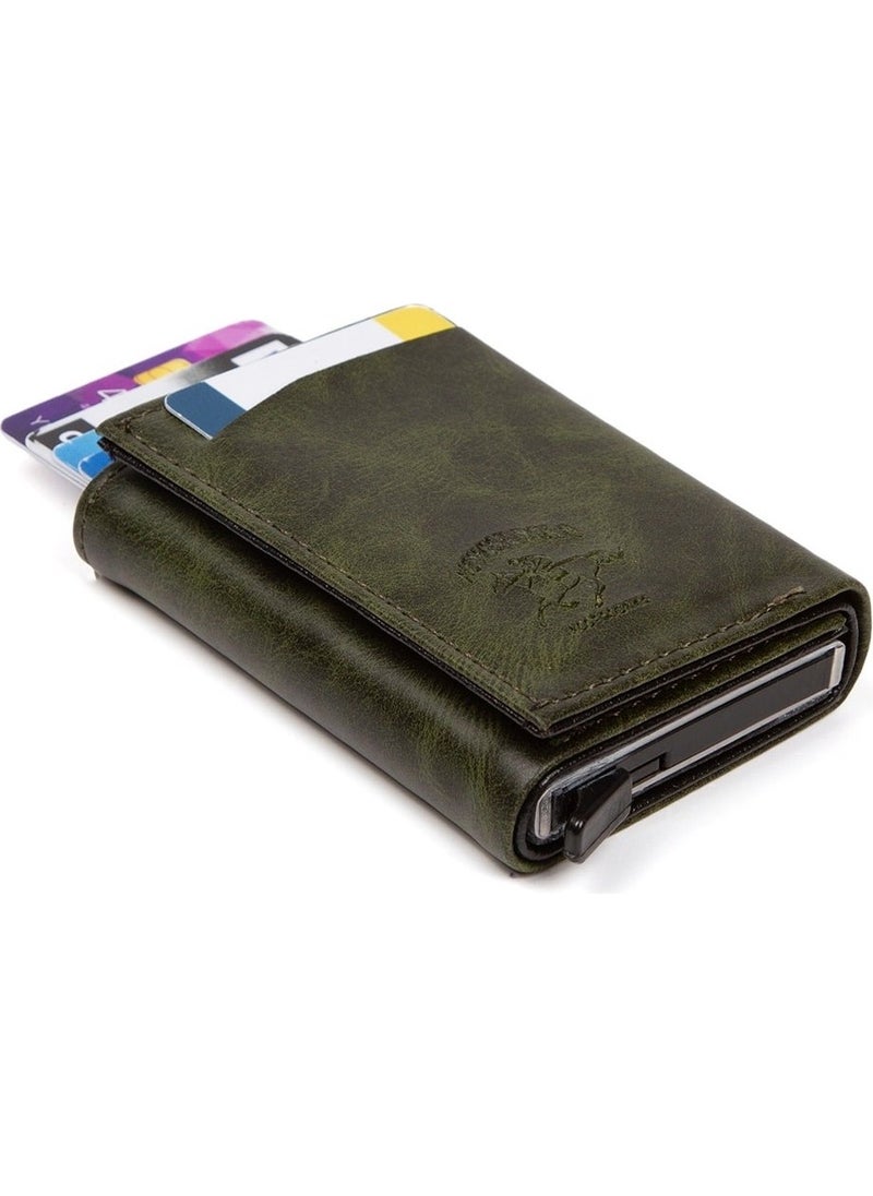 Adelina Bags Khaki Aluminum Mechanism Sliding Card Holder Wallet Accessory  - Image 4