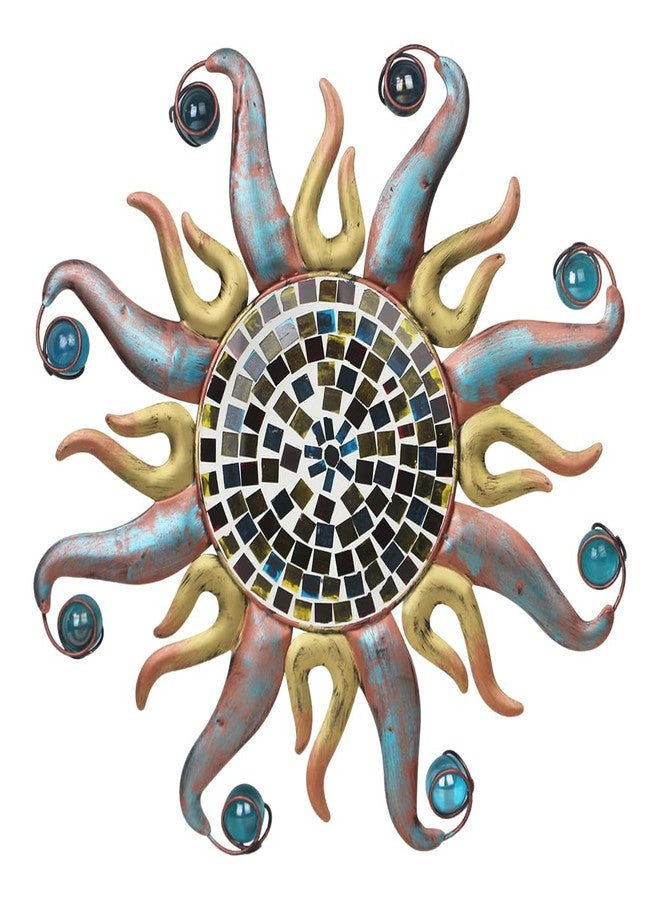 viterlight Sun Wall Decor, 14 Inch Metal Wall Art, Mosaic Hanging Wall Sculptures, Decorative Wall Art Decor for Living Room - Image 1