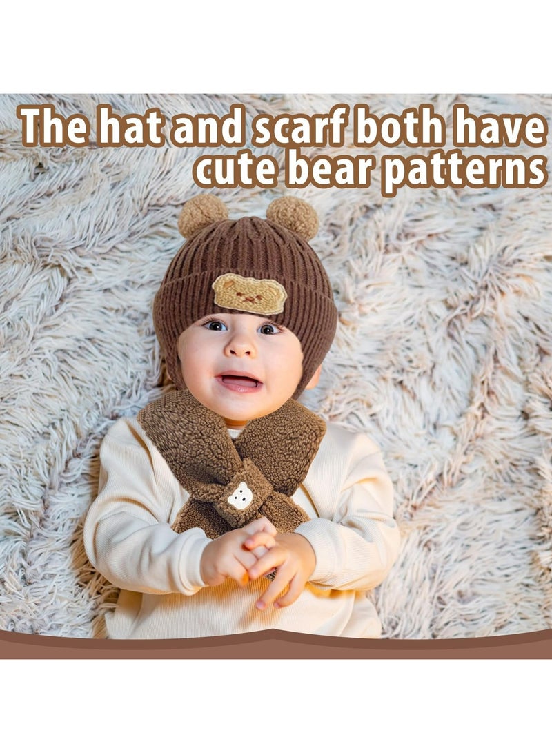 CMGTYYD. طقم وشاح قبعة شتوية للأطفال، قبعة تزلج للأطفال محبوكة ولطيفة مع غطاء للأذن، قبعة تزلج للبنين والبنات مع بطانة دافئة، قبعة ووشاح دافئ للأطفال من 2-6 سنوات للأطفال الرضع - Image 2