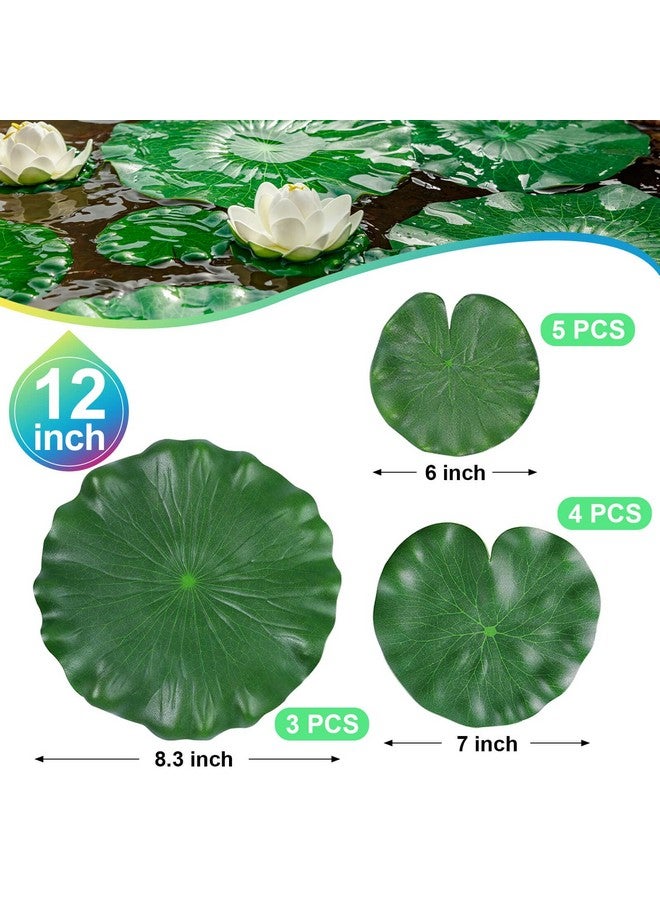 FFNIU FFNIU 12Pcs Lily Pads for Ponds, Artificial Floating Foam Lotus Leaves, Lily Pads Foliage Pond Decor for Koi Fish Pool Patio Aquarium  - Image 5