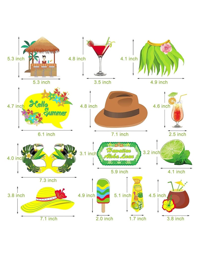 Excefore 33PCS Luau Photo Booth Props, Hawaiian Party Booth Props, Tropical/Tiki/Summer Pool Party Decorations/Luau Themed Birthday Party Supplies (Assembly Required) - Image 4