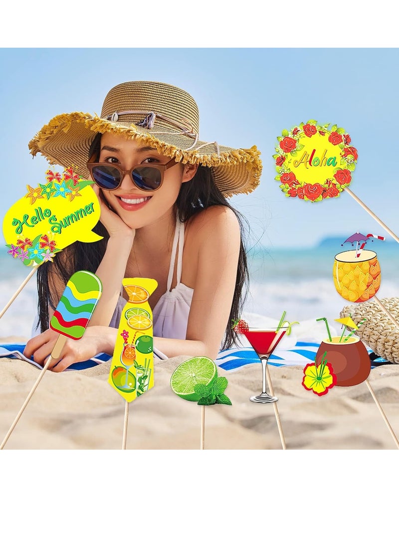 Excefore 33PCS Luau Photo Booth Props, Hawaiian Party Booth Props, Tropical/Tiki/Summer Pool Party Decorations/Luau Themed Birthday Party Supplies (Assembly Required) - Image 5