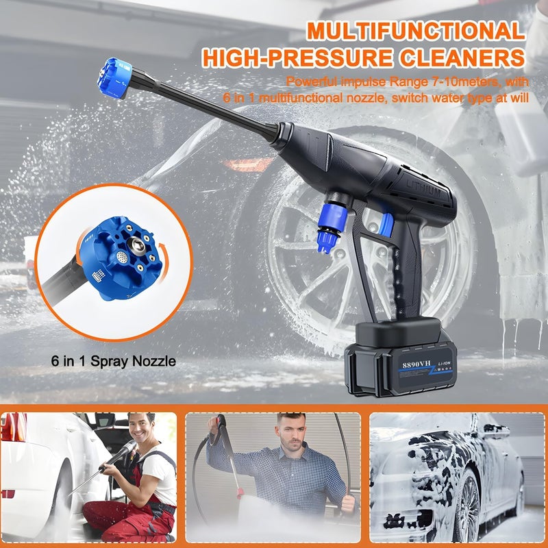 AEKDO 2024 New Power Washer for Car Washing Roof Garden Cleaning Cordless Pressure Washer Portable Pressure Washer with 48V Battery 6 in 1 Adjustable Power Nozzle Car Washer Gun 2024 AE Spray Gun - Image 3