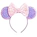 CHuangQi Mouse Ears Headbands with Shiny Bow Doublesided Sequins Glitter Hair Band for Birthday Party Celebration or Event XC5 - Image 3