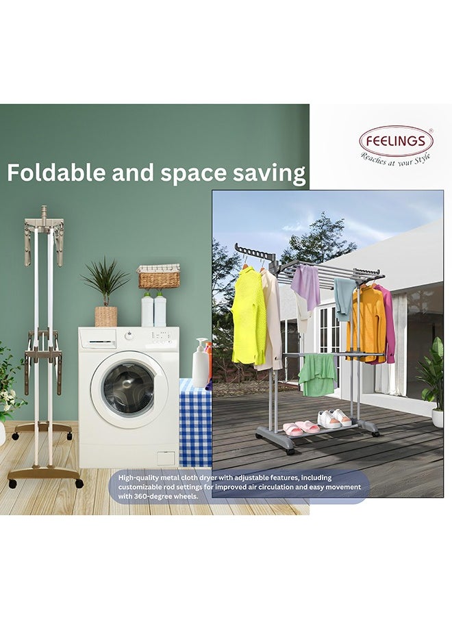 Feelings Feelings - Cloth Dryer Stand With 4 Wheels - Open Size: 76 x 65 x 162Cm  - Image 5