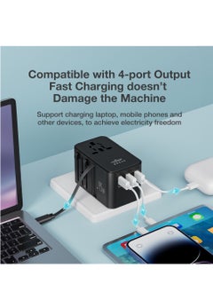 Brave Universal Travel Adapter GaN 3 45W Charger with 1*USB-C + 2*USB-A PD Fast Charging Adaptor, with Built-in Type C Cable for iPhone 15Pro/Max, MacBook, Hair Dyer, and More USA/UK/EU/AUS Plug (2500W Max)  - Image 4