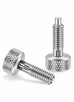Generic 2 Packs Hand Retractable Spring Plunger with Knurled Handle Stainless Steel Lock out M6 Type Quick Release Pins for Rolling Toolbox 1/4''-20 Thread Size 0.500'' Length Without Patch Silver  - Image 1