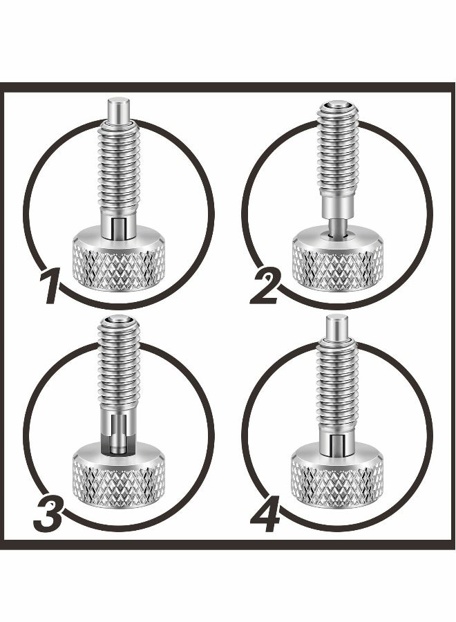 2 Packs Hand Retractable Spring Plunger with Knurled Handle Stainless Steel Lock out M6 Type Quick Release Pins for Rolling Toolbox 1/4''-20 Thread Size 0.500'' Length Without Patch Silver  - Image 2