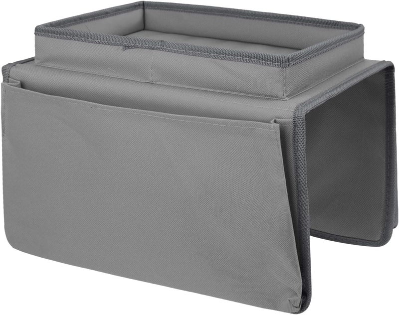 Holiberty Sofa Armrest Organizer with Cup Holder Tray Chair Arm TV Remote Holder for Recliner Couch Armchair Caddy Bedside Storage Pockets Bag for Cellphone Tablet Book Magazines Drinks Holder Pouch - Image 3