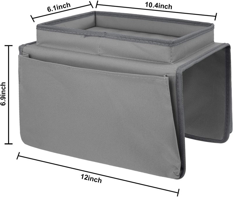 Holiberty Sofa Armrest Organizer with Cup Holder Tray Chair Arm TV Remote Holder for Recliner Couch Armchair Caddy Bedside Storage Pockets Bag for Cellphone Tablet Book Magazines Drinks Holder Pouch - Image 5