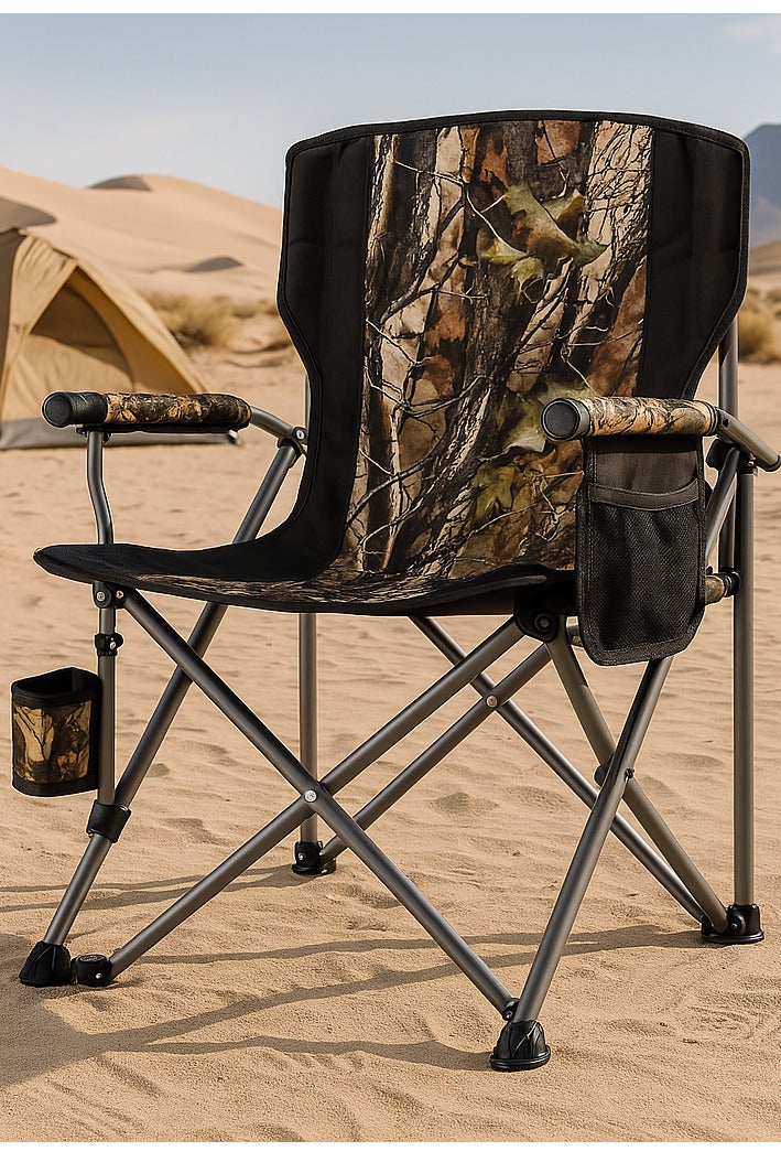 GO2CAMPS Premium Foldable Camping Chair with Cup Holder, Storage Pouches, Heavy-Duty and Comfortable Design | Supports Up to 150 Kg | Trip Chair,Camping,Gardening,Fishing,Travel,Picnic and Festivals [ Forest Camouflage ] - Image 3