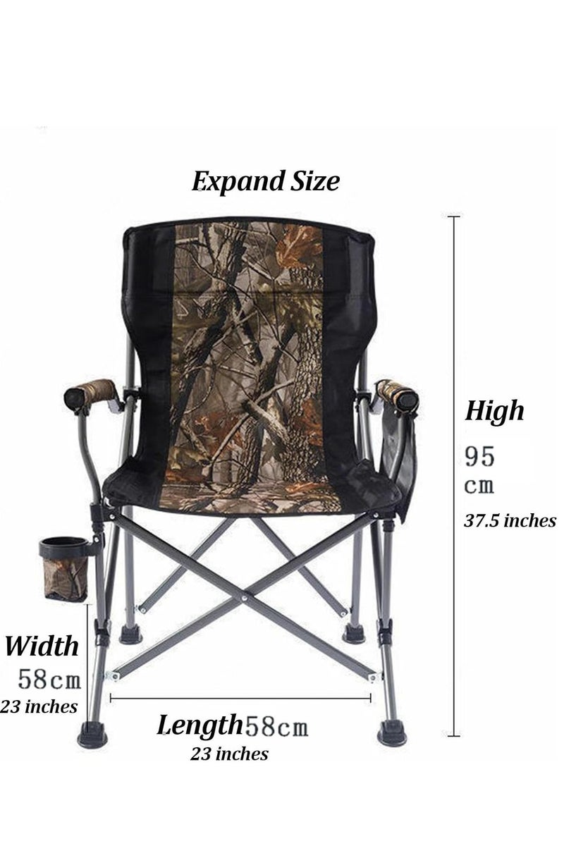 GO2CAMPS Premium Foldable Camping Chair with Cup Holder, Storage Pouches, Heavy-Duty and Comfortable Design | Supports Up to 150 Kg | Trip Chair,Camping,Gardening,Fishing,Travel,Picnic and Festivals [ Forest Camouflage ] - Image 4