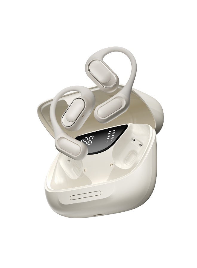 Blackview AirBuds 200 IP68 Waterproof AI-powered ENC Bluetooth 5.4 Open-ear OWS Earbuds Beige White. - Image 4