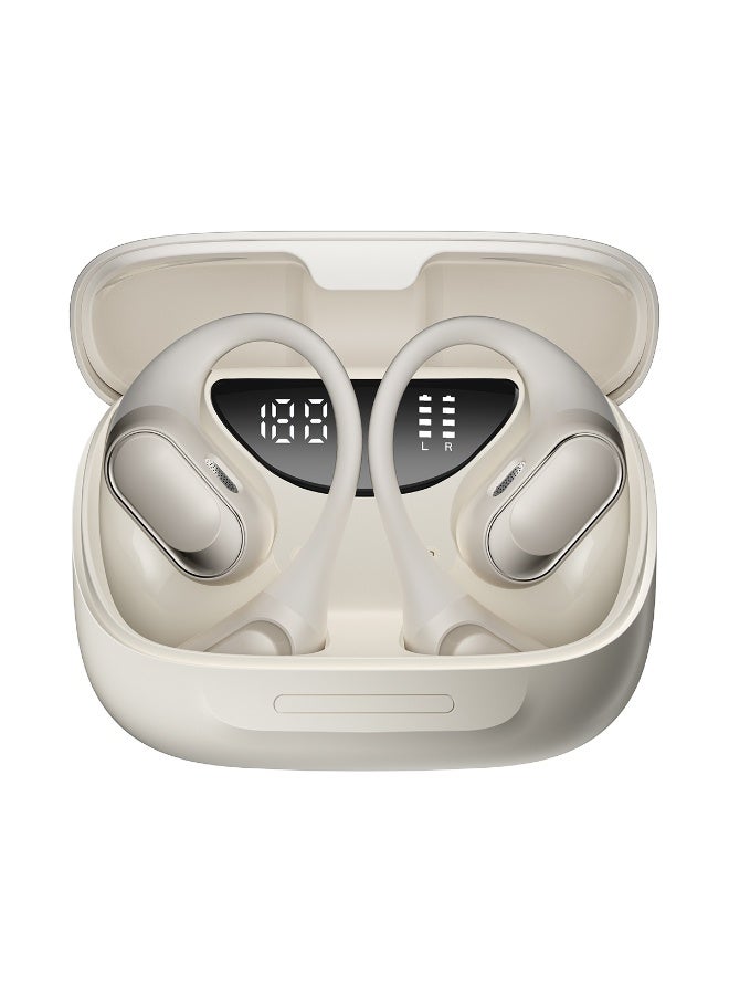 Blackview AirBuds 200 IP68 Waterproof AI-powered ENC Bluetooth 5.4 Open-ear OWS Earbuds Beige White. - Image 3