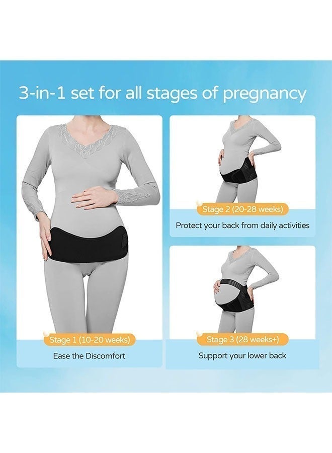 Maternity Belly Band for Pregnant Women ,3-in-1 Adjustable Breathable Support Belt for Pregnancy ,Pelvis Waist and Back Pain Relief Lightweight ,Abdominal Binder Brace for All Stages & Postpartum - Image 2