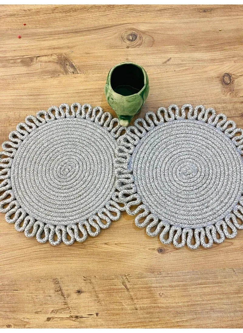 BDZ Deri BDZ Leather Jute Wicker American Service Plate 2 Pieces