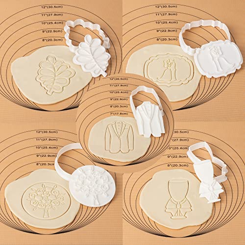Flycalf Love Cookie Cutters Set of 11 with 3D Stamper PLA Kitchen Cake Wedding Dress Love Ring Shapes for Kids 3" Baking Embossing Stamps Mold Supplies Biscuit Tools - Image 3