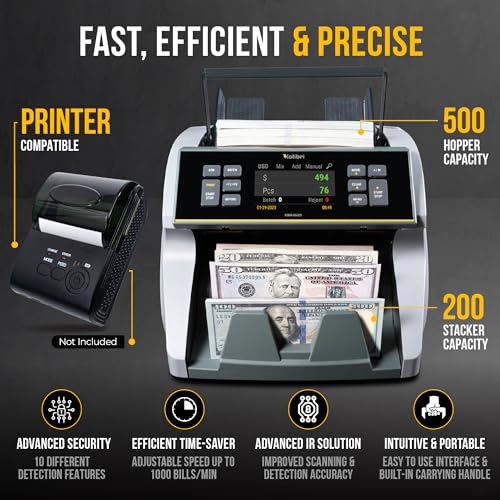 Kolibri عداد النقود كوليبري KBR-1500 V2 من فئة الأعمال | عداد الأوراق النقدية، فرز، قراءة مع كشف التزوير | آلة عد النقود بقيم مختلطة | دعم تقني أمريكي - Image 2