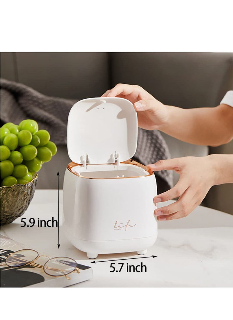 Tabletop Trash Can with Lid  Mini Bin Portable Countertop Garbage Can