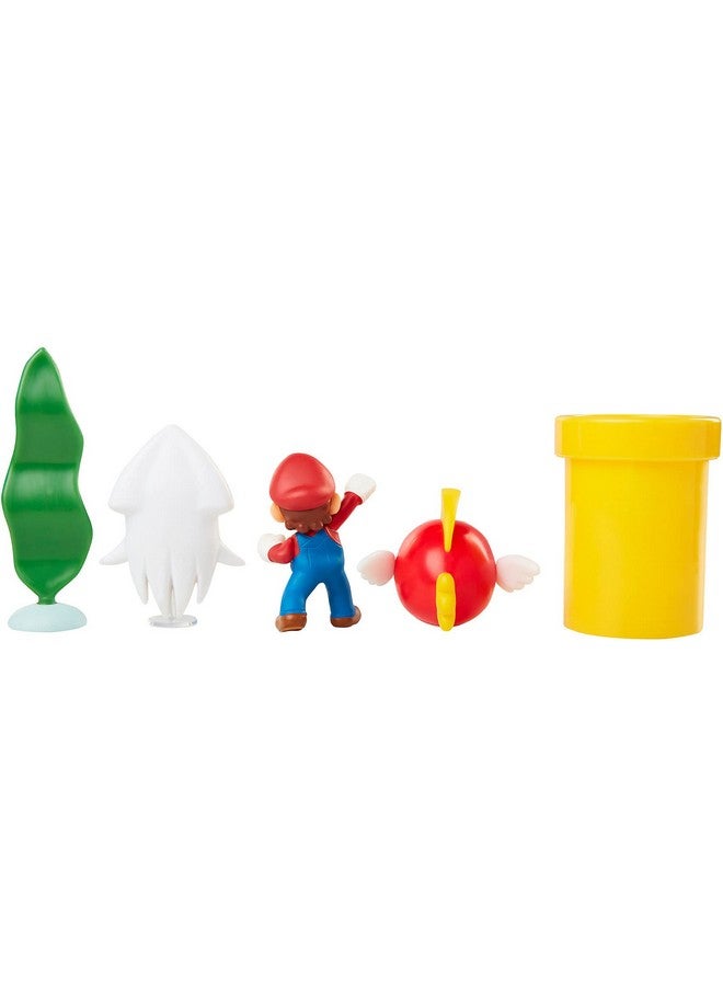 Nintendo مجموعة لعب ديوراما نينتندو سوبر ماريو تحت الماء 2.5" مع شخصيات: ماريو، تشيب-تشيب، بلوبير، أنبوب الحرب الميكانيكي، نبات الماء الدوار وقطعتين نقديتين - Image 5