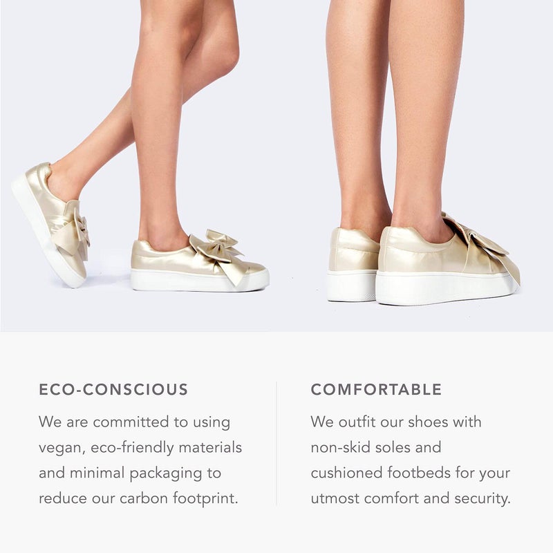 J. Adams Wally Platform Slip-On Shoes for Women â€“ Comfortable Sneakers with Bow - Image 3