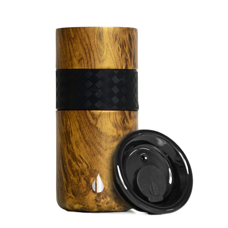 Elemental Artisan Insulated Tumbler  Triple Wall Coffee Travel Mug  Reusable Stainless Steel Coffee Tumbler with Ceramic Lid  Thermal Coffee Cups for Hot (6 Hrs) & Cold (18 Hrs)  16oz - Teakwood - Image 2