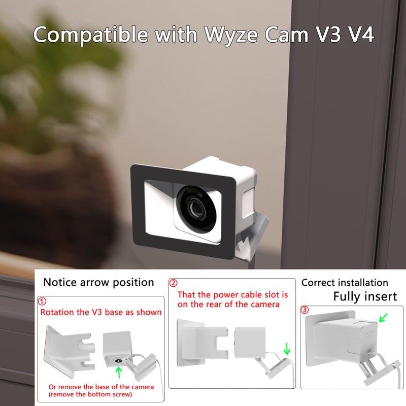 Teccle 2 Pack Angled Window Mount for Wyze Cam V4 Cam V3, Tilt Angle Through Windows Glass Surfaces Use Cam v4 and v3 No Indoor Reflections - Image 3