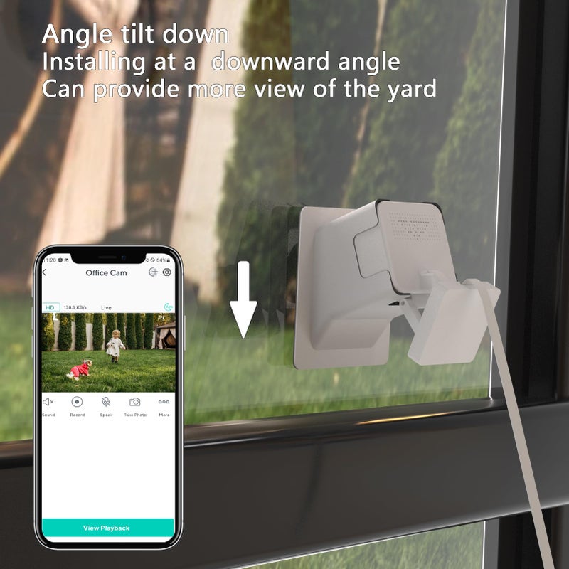 Teccle 2 Pack Angled Window Mount for Wyze Cam V4 Cam V3, Tilt Angle Through Windows Glass Surfaces Use Cam v4 and v3 No Indoor Reflections - Image 5