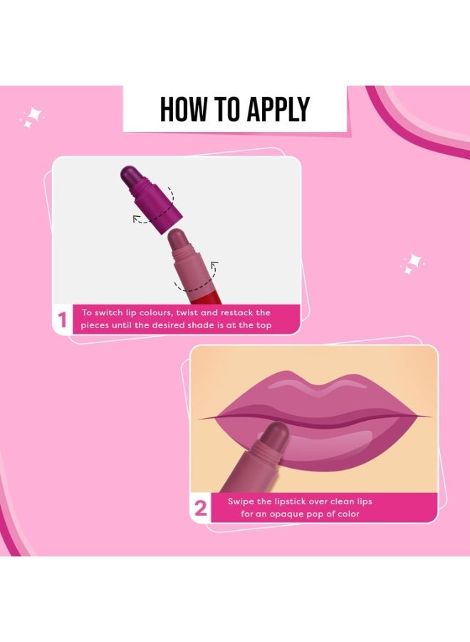سكر بوب أحمر شفاه SUGAR POP "4 في 1" (Lip Twist) | أحمر شفاه متعدد الاستخدامات بتصميم قابل للتكديس للنساء | غني بزيت الخروع | تركيبة مرطبة بلمسة نهائية ساتانية مطفية | 6.4 جم - 01 Classic (كلاسيكي) - Image 3