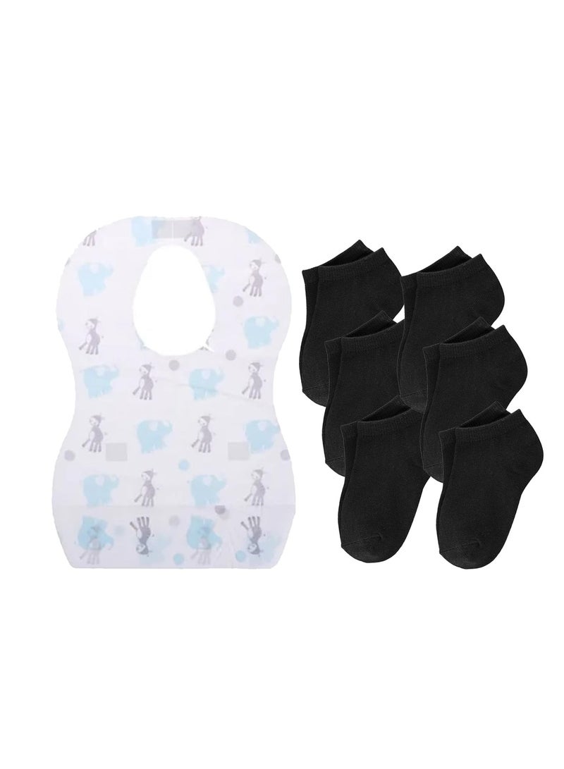 STAR BABiES Star Babies Combo Pack of 2 (Kids socks pack of 6pair, Disposable Bibs Pack of 20) - Black  - Image 1