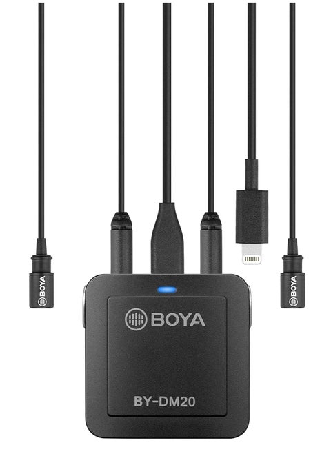 BOYA BY-DM20 Digital Lavalier Microphone With Foam Mic Windscreen And Small Clip For IPhone/Smartphone - Black