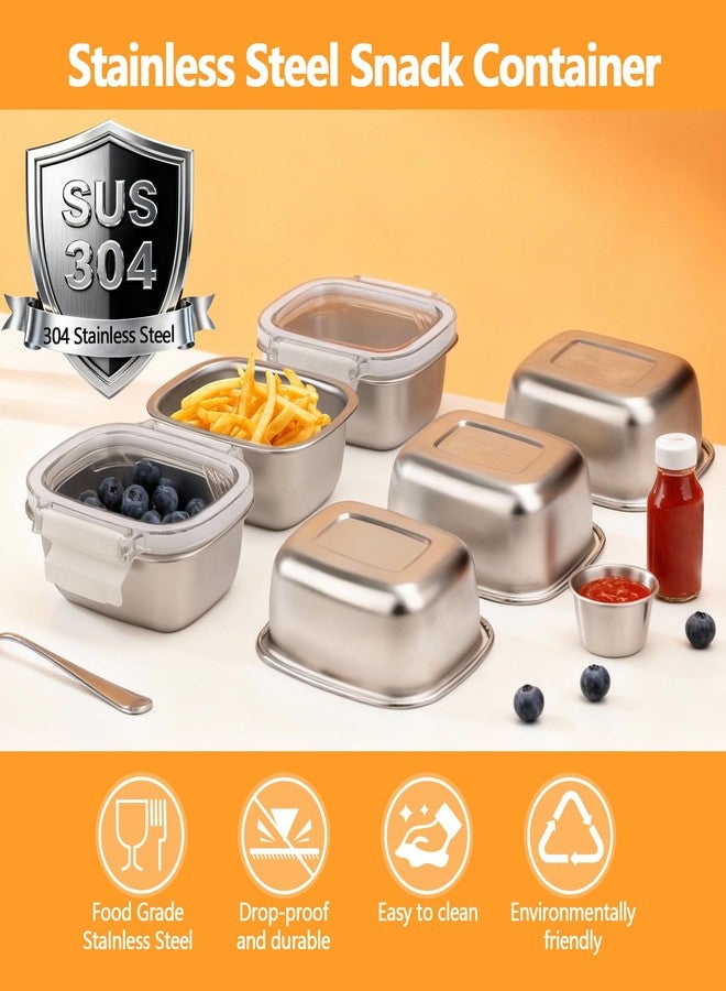 MAXTBEE 3 Pack Stainless Steel Food Storage Containers with Lids - 8.45 oz Small Snack Boxes & Lunch Containers, Shatterproof Leakproof Freezer Safe Meal Prep Containers for Portioning Snacks, Dips - Image 2