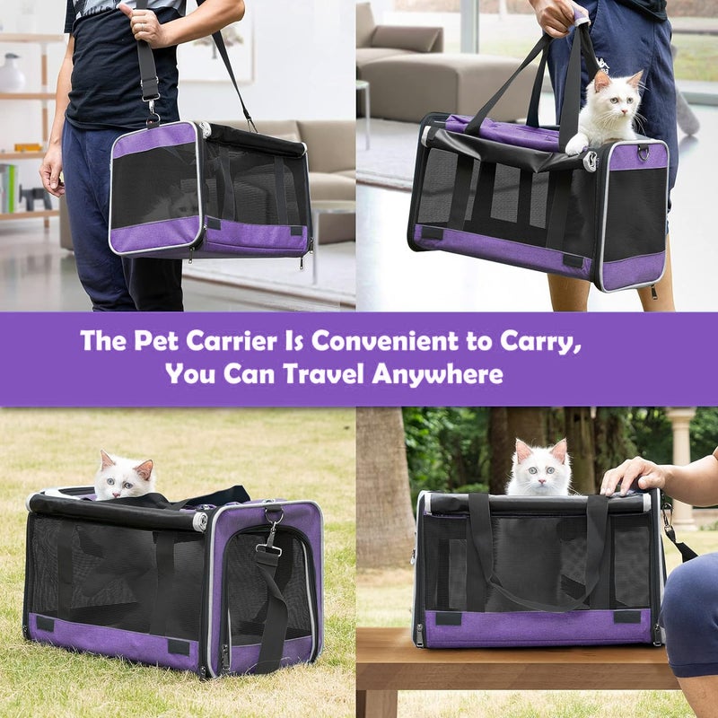 GAPZER Carrying Bag for Yorkie Dog Travel Kennel Ventilated Softside Pet Carrier Tiny Dog Crate for Teacup Poodle 12lb Large Kitty Transport Cage with Cover Chihuahua Supply Purple - Image 2