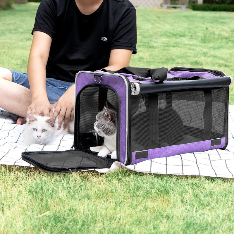 GAPZER Carrying Bag for Yorkie Dog Travel Kennel Ventilated Softside Pet Carrier Tiny Dog Crate for Teacup Poodle 12lb Large Kitty Transport Cage with Cover Chihuahua Supply Purple - Image 4