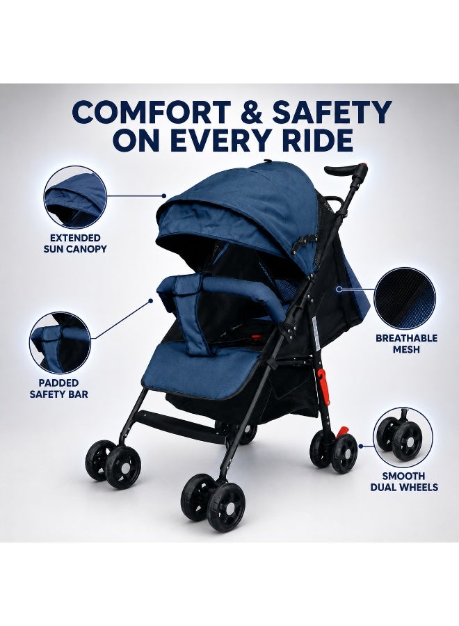 TOTOJOY Baby Stroller  One-Hand Foldable Travel Baby Stroller with Adjustable Handle and Backrest, Easy Car Trunk Storage Lightweight Pocket Stroller for Toddler, Ideal for Shopping and Walking - Image 3