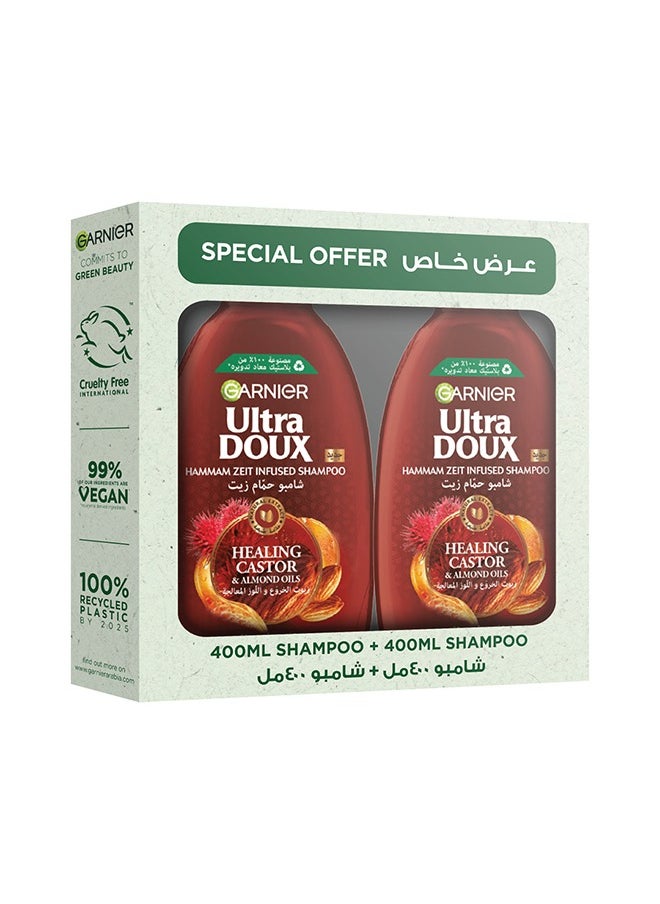 Garnier شامبو ألترا دو العلاجي بزيوت اللوز والقطط 400+400 مل  - Image 1