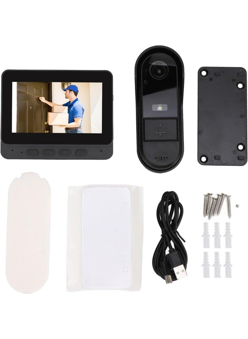 robotgcc Smart Wireless Video Doorbell with Indoor Display | 4.3" IPS Screen, Two-Way Audio, Wide-Angle Visitor View, Motion Alert Reminder, Weather-Resistant Design, Long Battery Standby, Secure Home Entry Assistant for Apartments & Houses | Black - Image 5