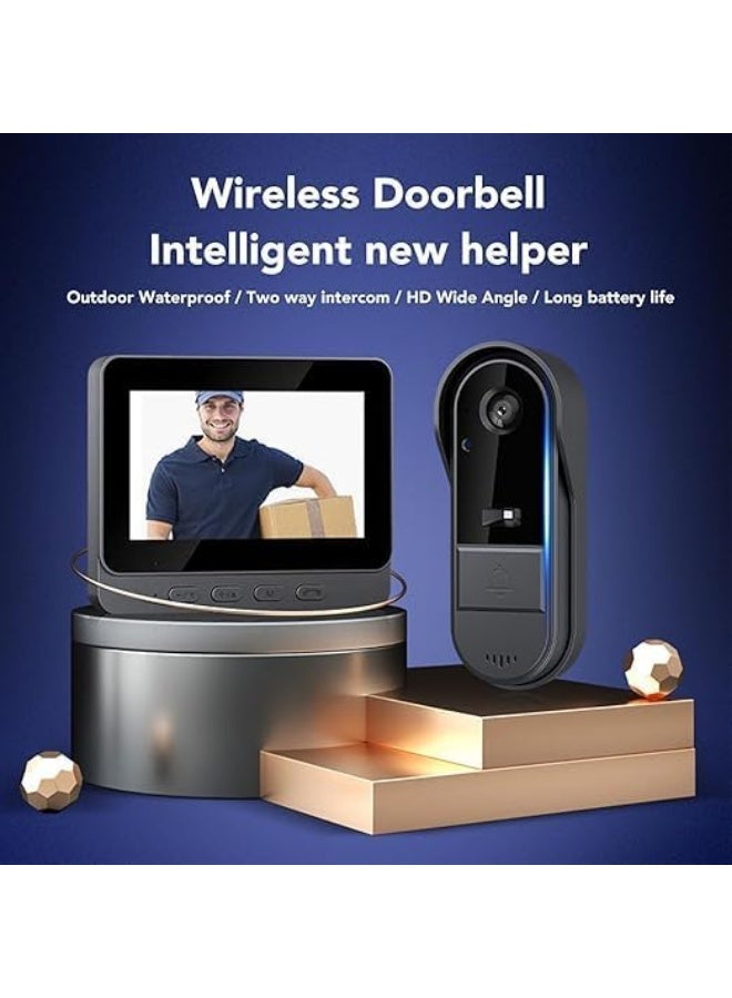 robotgcc Smart Wireless Video Doorbell with Indoor Display | 4.3" IPS Screen, Two-Way Audio, Wide-Angle Visitor View, Motion Alert Reminder, Weather-Resistant Design, Long Battery Standby, Secure Home Entry Assistant for Apartments & Houses | Black - Image 4