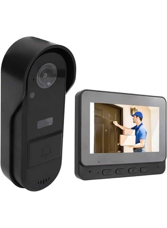 robotgcc Smart Wireless Video Doorbell with Indoor Display | 4.3" IPS Screen, Two-Way Audio, Wide-Angle Visitor View, Motion Alert Reminder, Weather-Resistant Design, Long Battery Standby, Secure Home Entry Assistant for Apartments & Houses | Black - Image 2