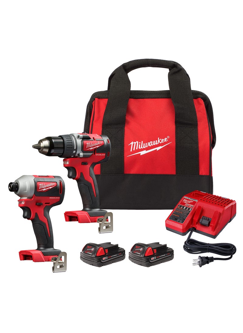 Milwaukee Milwaukee 2892-22CT M18 Compact Brushless 2-Tool Combo Kit, Drill Driver/Impact Driver  - Image 1