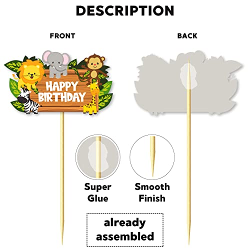 Festiko® 1 Pc Jungle Theme Happy Birthday Cake Topper, Jungle Theme 1st Birthday Supplies, Jungle Theme Cake Decoration Supplies, Jungle Safari Party Supplies - Image 3