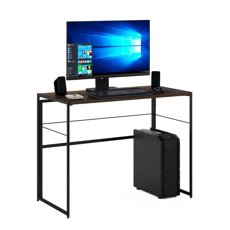 Furinno Furinno Riau No ToolNo AssemblyFolding Metal Frame Computer Desk Rustic OakBlack 39 Inch 