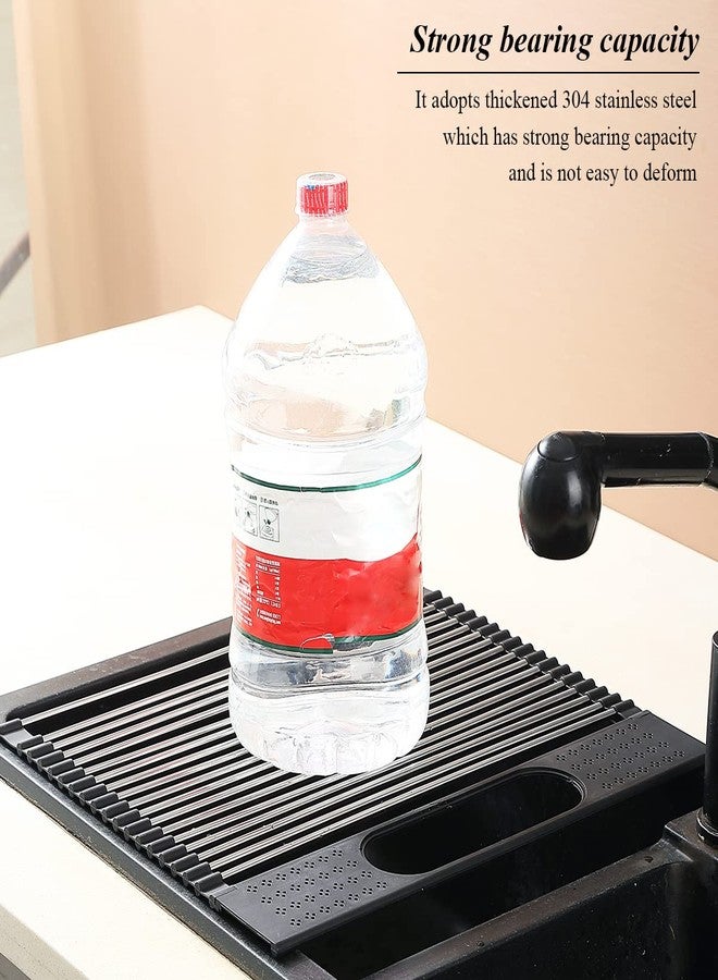 Berglander رف تجفيف الأطباق من بيرغلاندر، يُعلق فوق حوض المطبخ، رف أطباق قابل للطي مصنوع من الفولاذ المقاوم للصدأ، طوله 17.5 بوصة وعرضه 15 بوصة، مزود بسلة تخزين قابلة للإزالة، مثالي لحوض المطبخ - Image 3